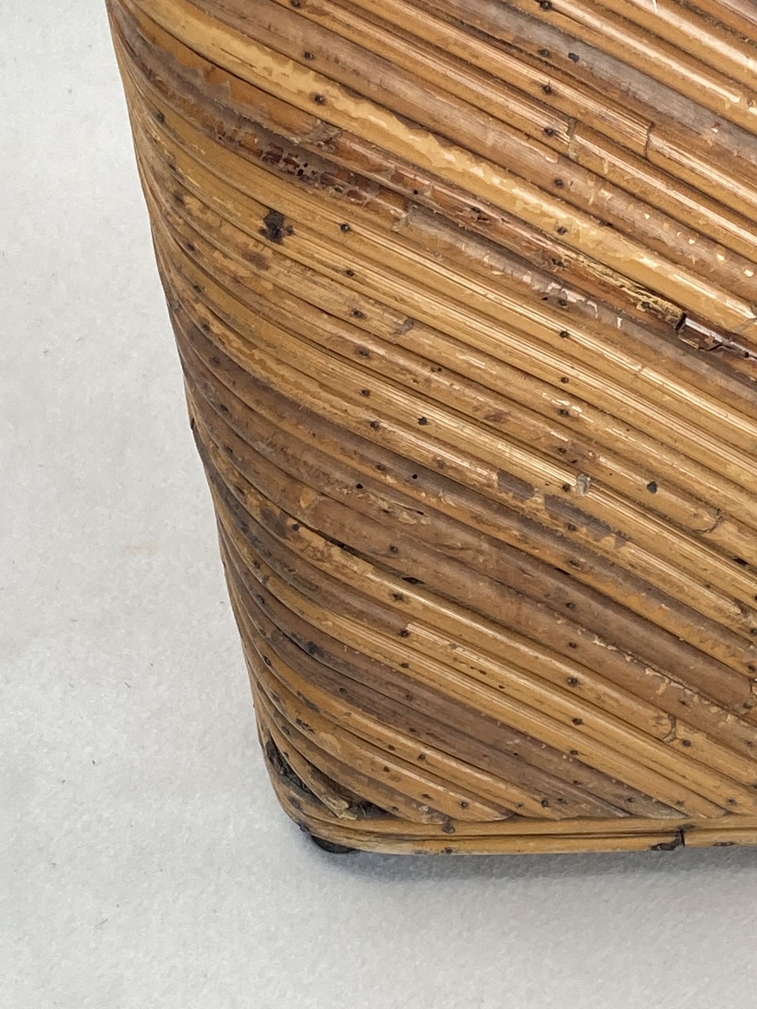 Pencil reed rattan bamboo chest or trunk, 1950s-1960s