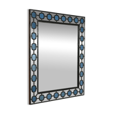 Scandinavian Mirror with light-blue leaded-glass frame