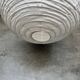 Very large round Japanese-style rattan and natural linen pendant light D:80