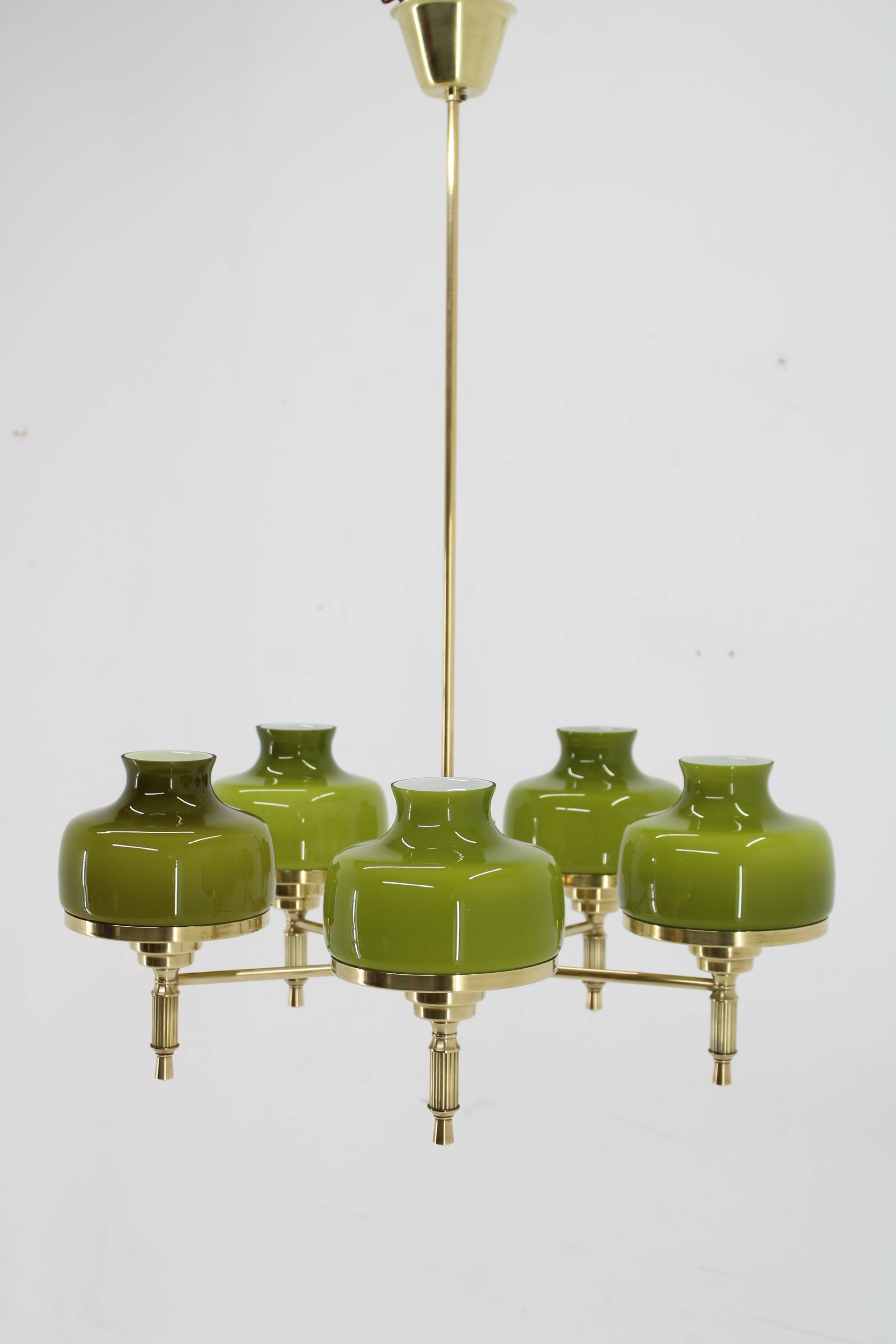 Lustre en verre et laiton des années 1980, Danemark
