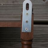 Vintage wooden wall coat rack with mirror and hooks, French, 3529