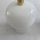White Swirl Murano Glass Table Lamps 1970s Hollywood Regency Minimalism bed