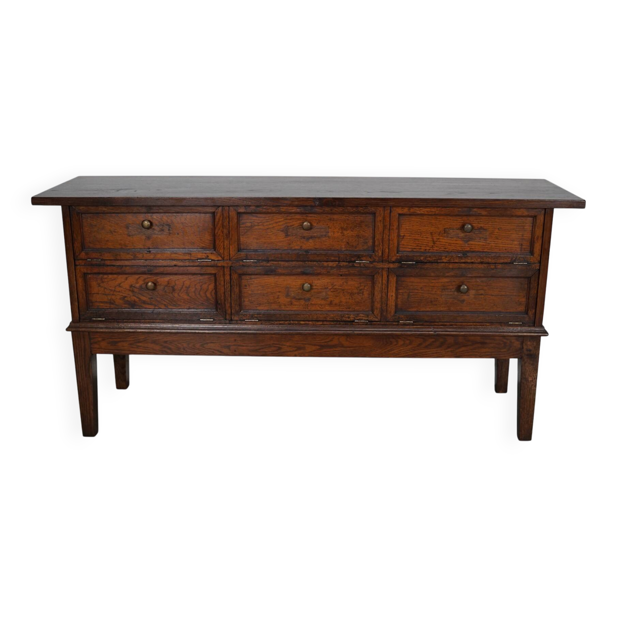 Antique French Oak Apothecary / Filing Cabinet Folding Doors, Early 20th Ce