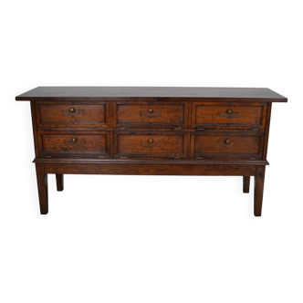 Antique French Oak Apothecary / Filing Cabinet Folding Doors, Early 20th Ce