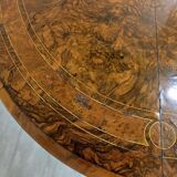 Napoleon III era pedestal table in burr walnut