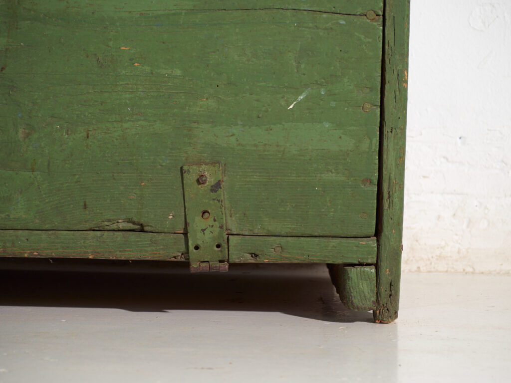 Antique painted pine bank safe – Central Europe, around 1900