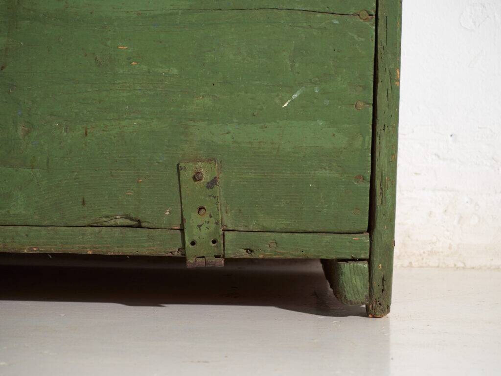 Antique painted pine bank safe – Central Europe, around 1900