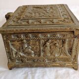Old bronze jewelry box of nineteenth century high period.