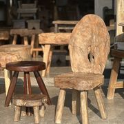 Mini low stool in upcycled old Asian teak H15 D24