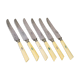 Six old bone handle knives and vintage mother-of-pearl