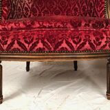 Pair of Transition period armchairs, trimmed with burgundy velvet