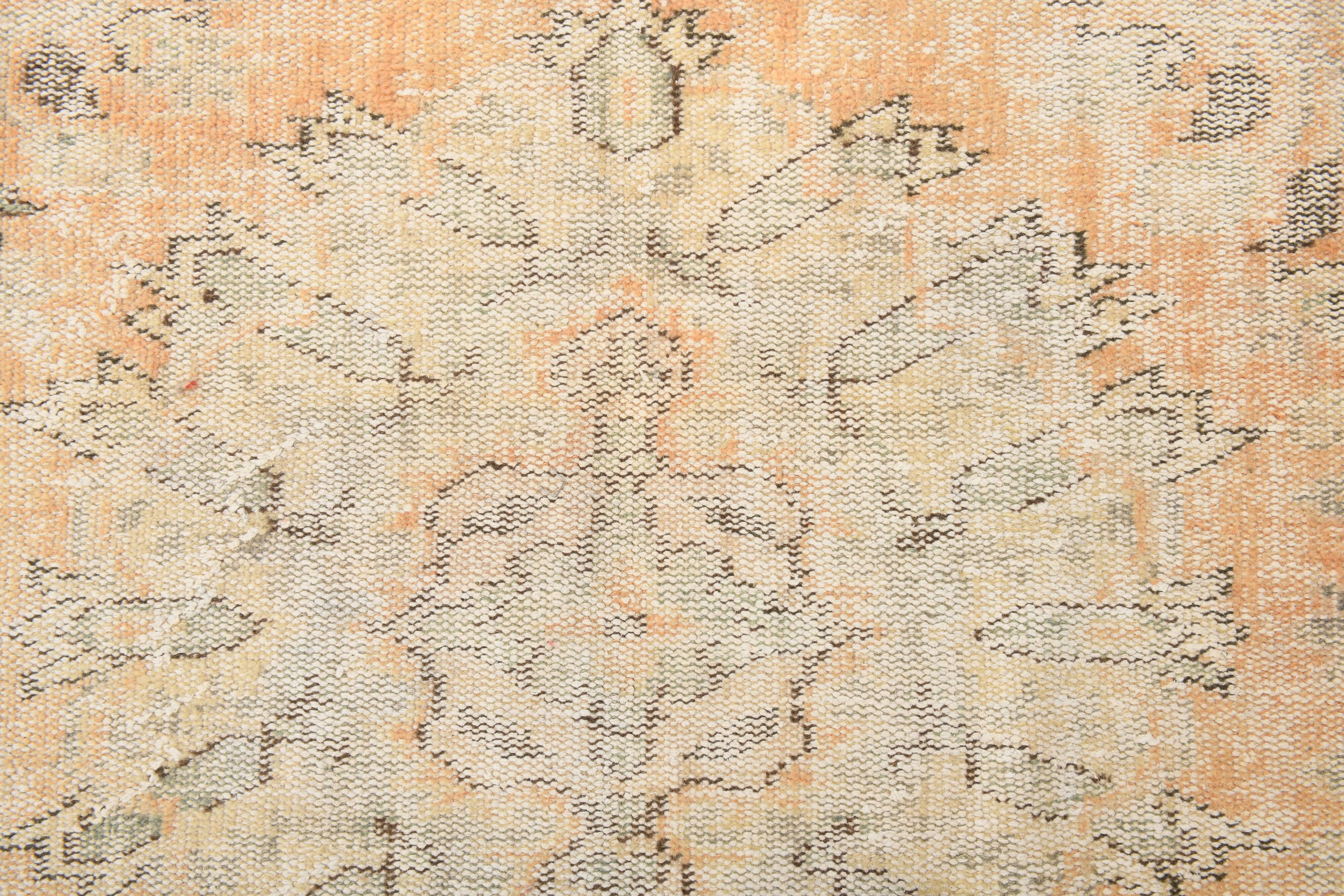 6x9 Peach Orange & Cream Geometric Vintage Rug, 179x288Cm