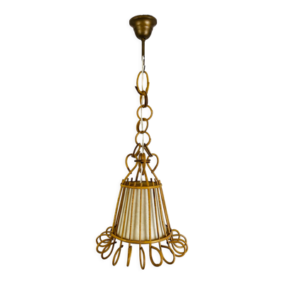 Suspension rotin vintage années 60