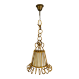Vintage rattan pendant lamp 60s