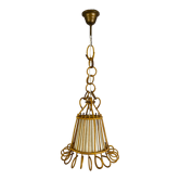 Vintage rattan pendant lamp 60s