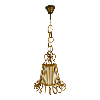 Vintage rattan pendant lamp 60s