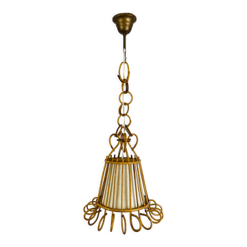Vintage rattan pendant lamp 60s