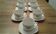 Set consisting of 7 cups and 7 sub cups. Porcelain. Vintage