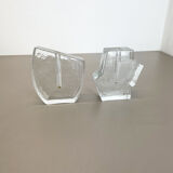 Set of 2 "brutalist" rock glass vases, germany 1970
