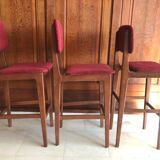 Lot of 4 high oak stools, Scandinavian design