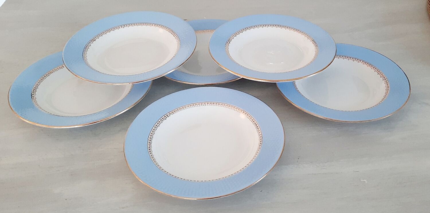 Hollow earthenware plates Café Gilbert by Moulin des Loups Vintage