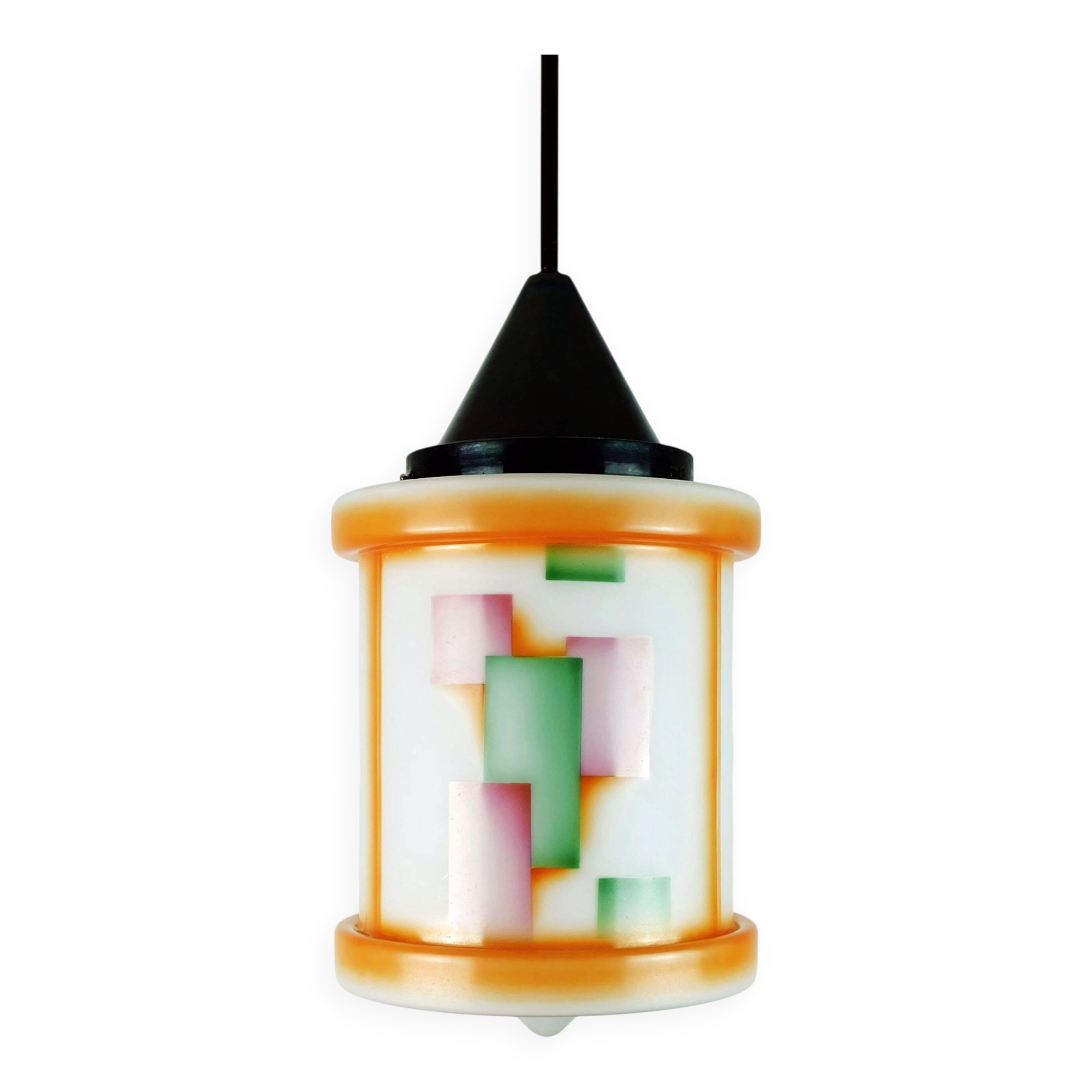 Art déco glass pendant light airbrush 1920s 30s avantgarde design