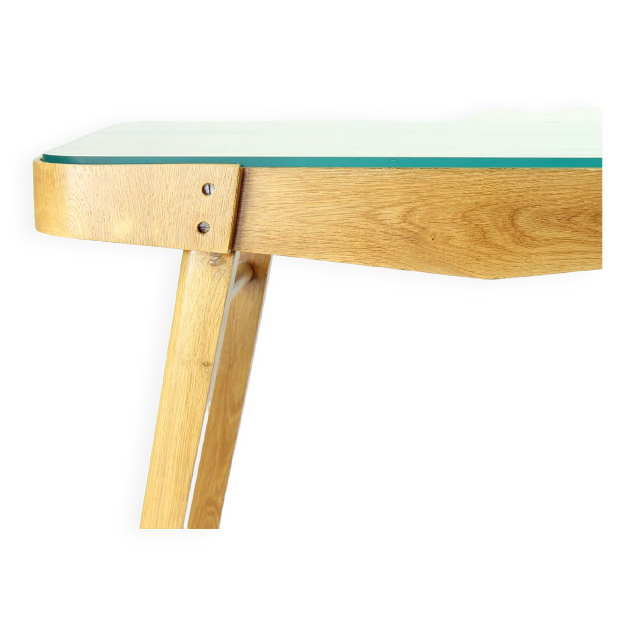 Table basse du milieu du siècle en chêne et verre, Tchécoslovaquie Années 1960