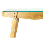 Table basse du milieu du siècle en chêne et verre, Tchécoslovaquie Années 1960