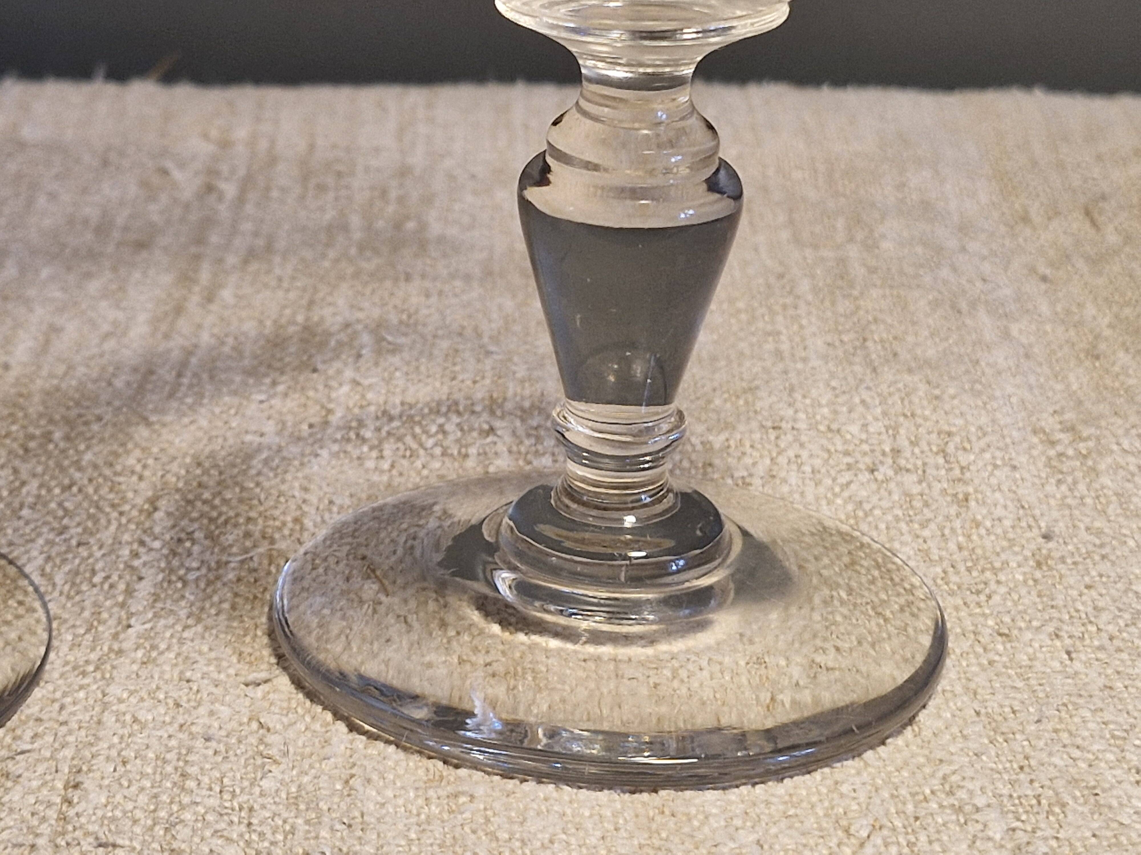 2 Verres a eau/Vin anciens à fines cotes - Cristal de Baccarat