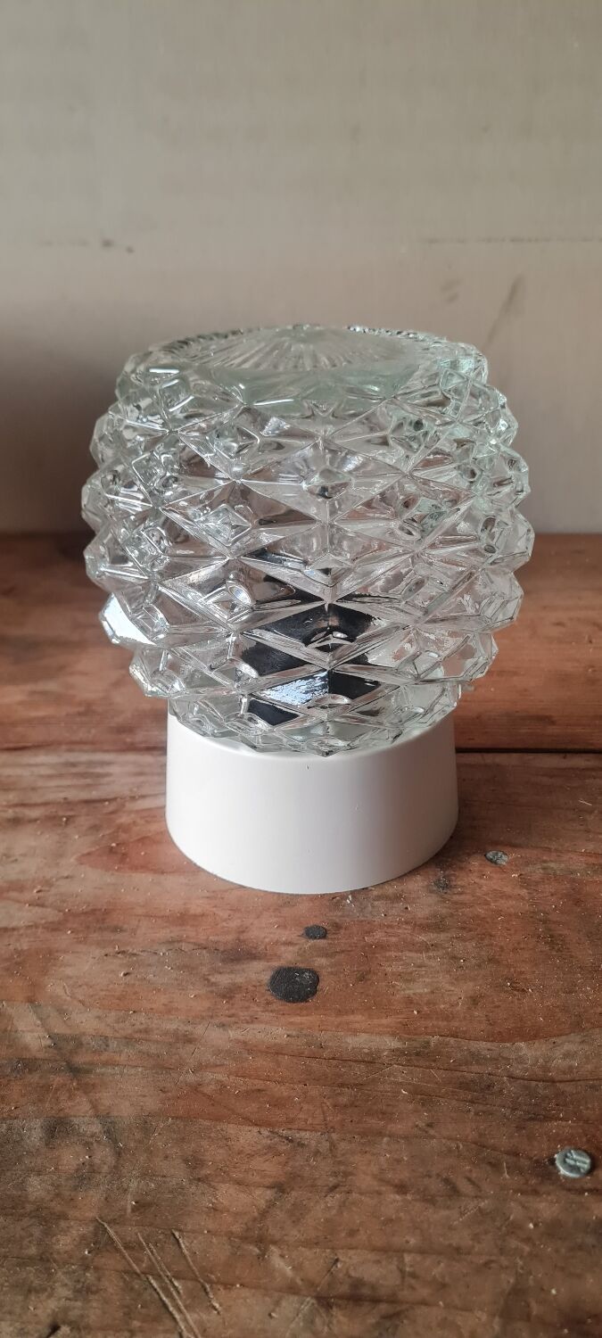 1970s chiseled glass wall light