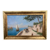 French School of the 20th century, Mediterranean seaside, oil on panel
