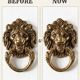 Lion Head Door Knocker in Solid Brass, Antique Door Handle