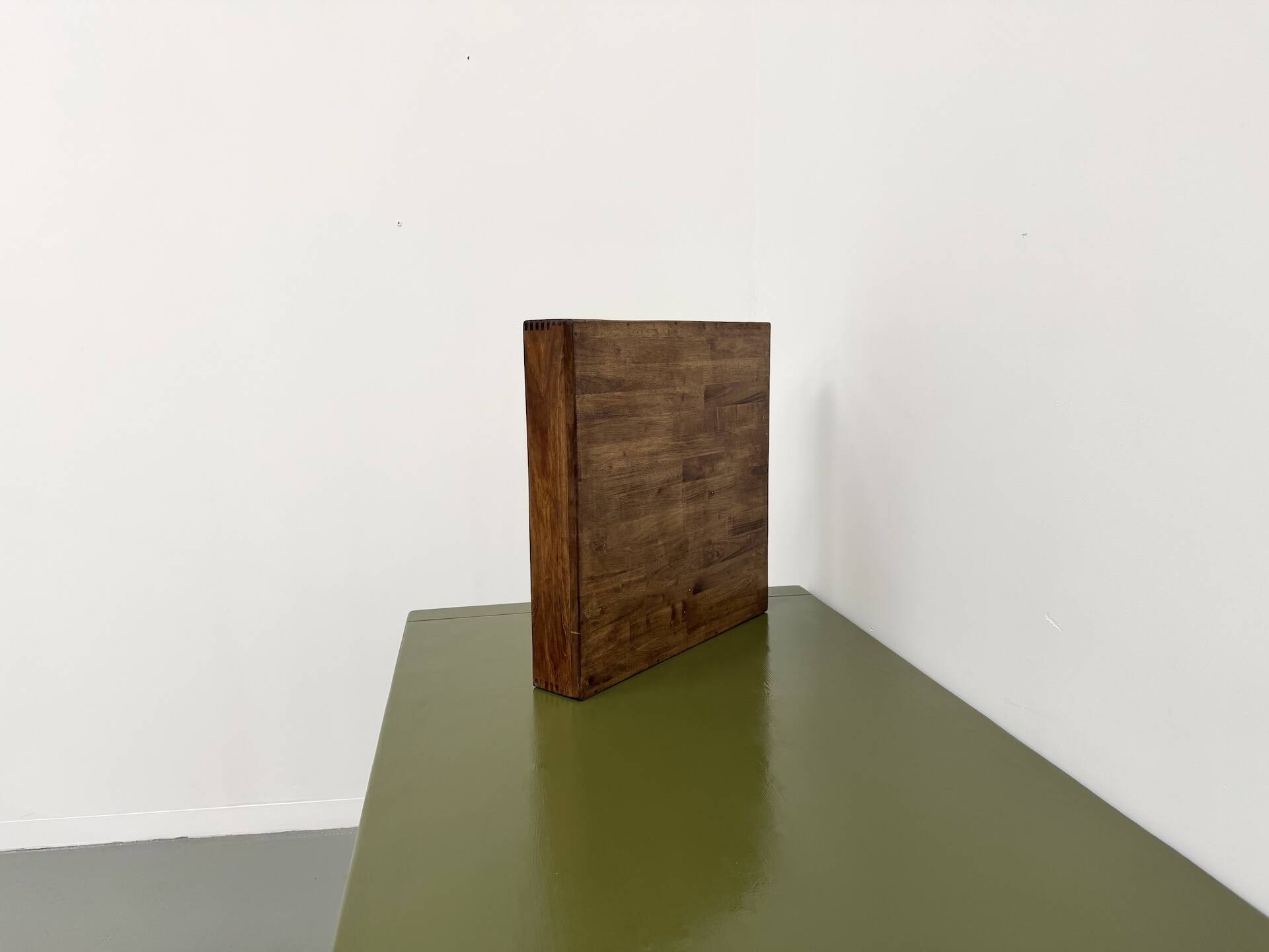 Square modernist wooden mirror — Scandinavian style, 1970s