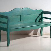 Old bench painted green in pine wood – Central Europe, around 1910