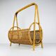 Vintage bamboo and Vienna straw magazine rack, Italy, 1960s.