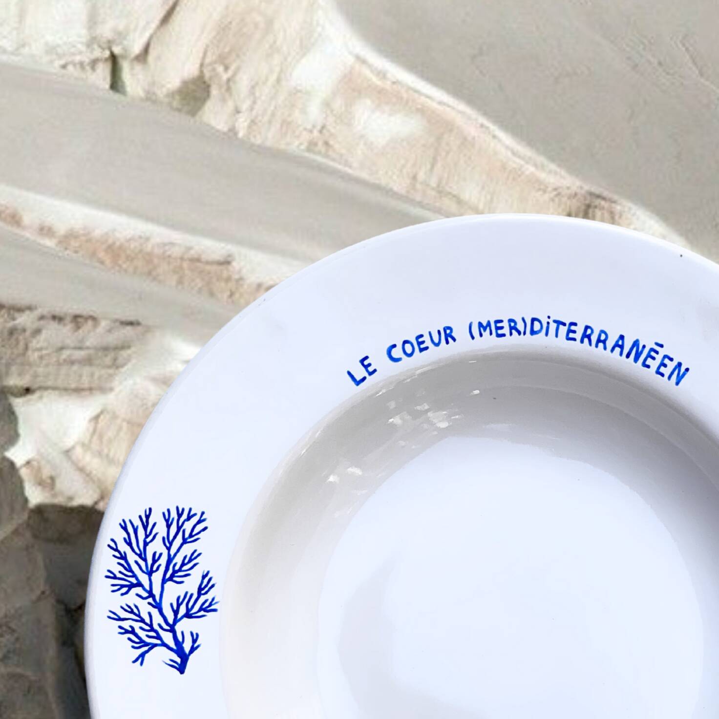 Coral ceramic plate