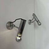 Pair of vintage adjustable wall lights, chromed metal, France 1970
