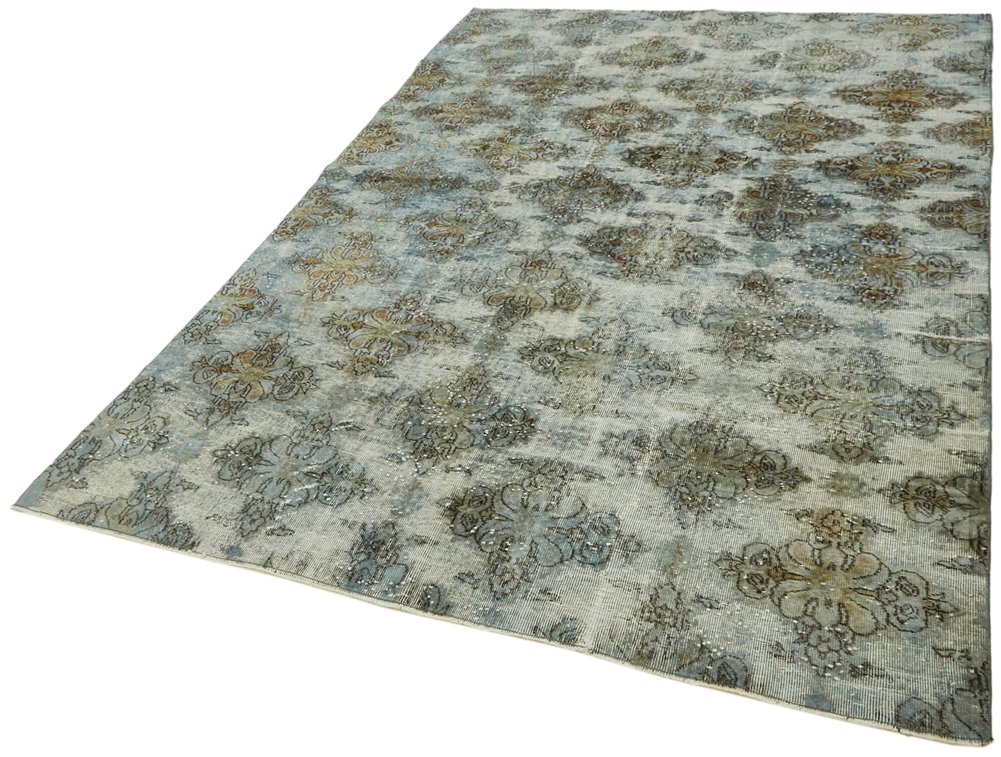 Hand-knotted antique anatolian 1970s 198 cm x 292 cm blue carpet