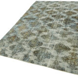 Tapis bleu anatolien antique noué à la main des années 1970 198 cm x 292 cm
