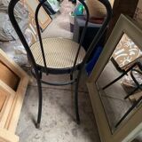 New black metal cane bistro chair