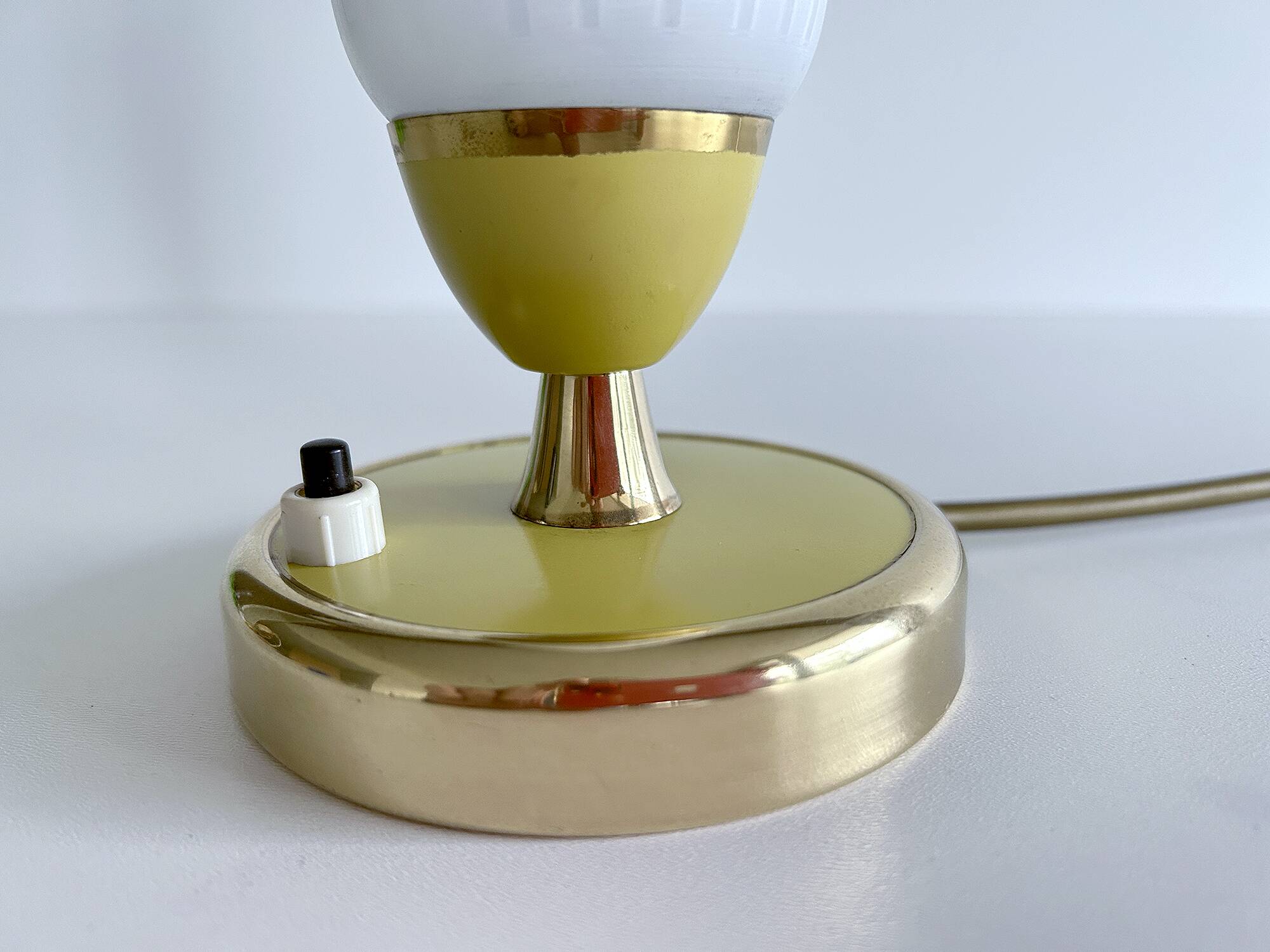 Vintage Lamp 50s Glass, Brass Glass, Yellow