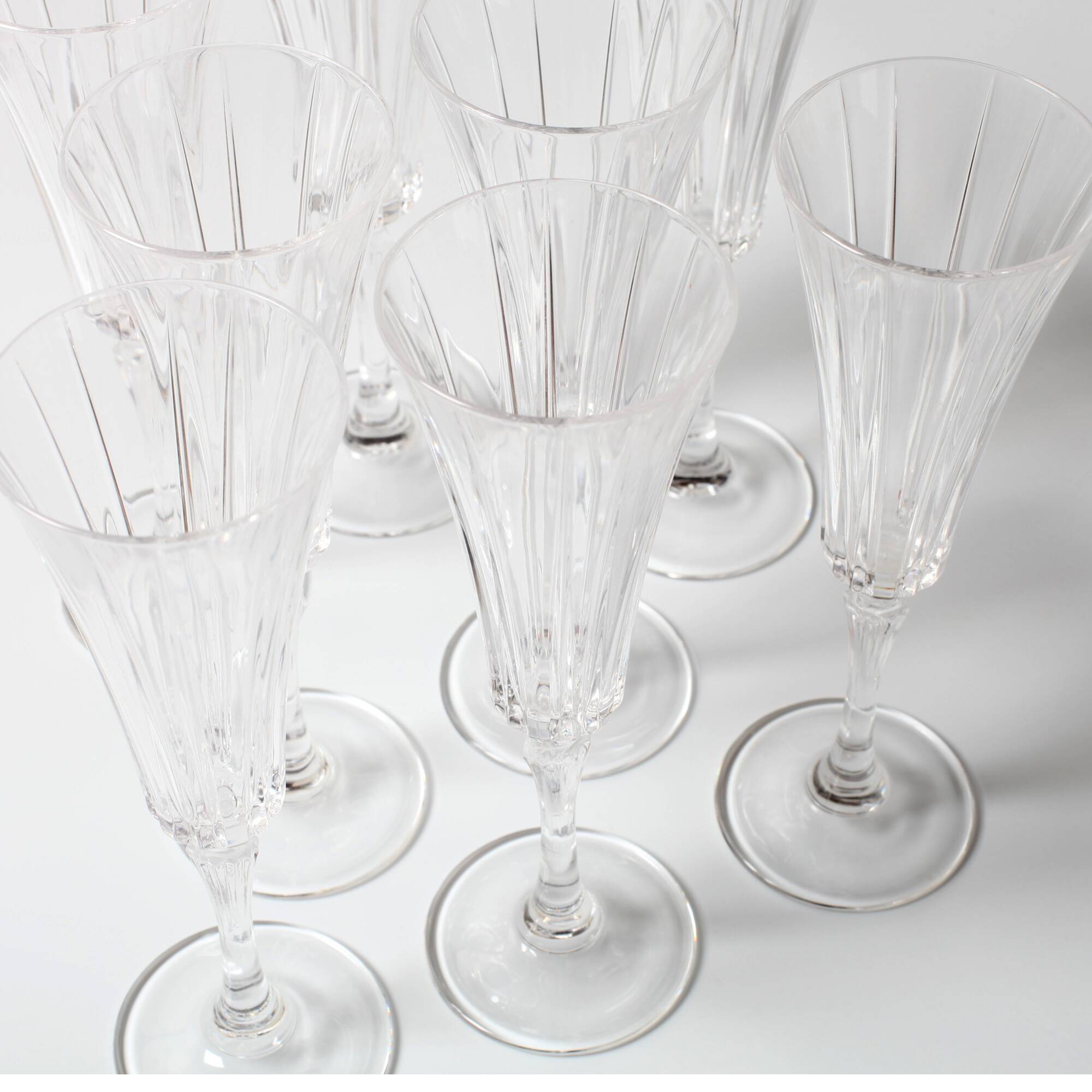 Set of 8 Crystal Vintage Champagne Flutes, Prosecco Clear Italian