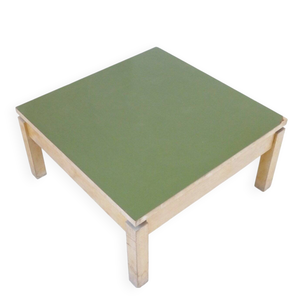 Table basse carrée Formica kaki vintage 1950 Rockabilly 50's