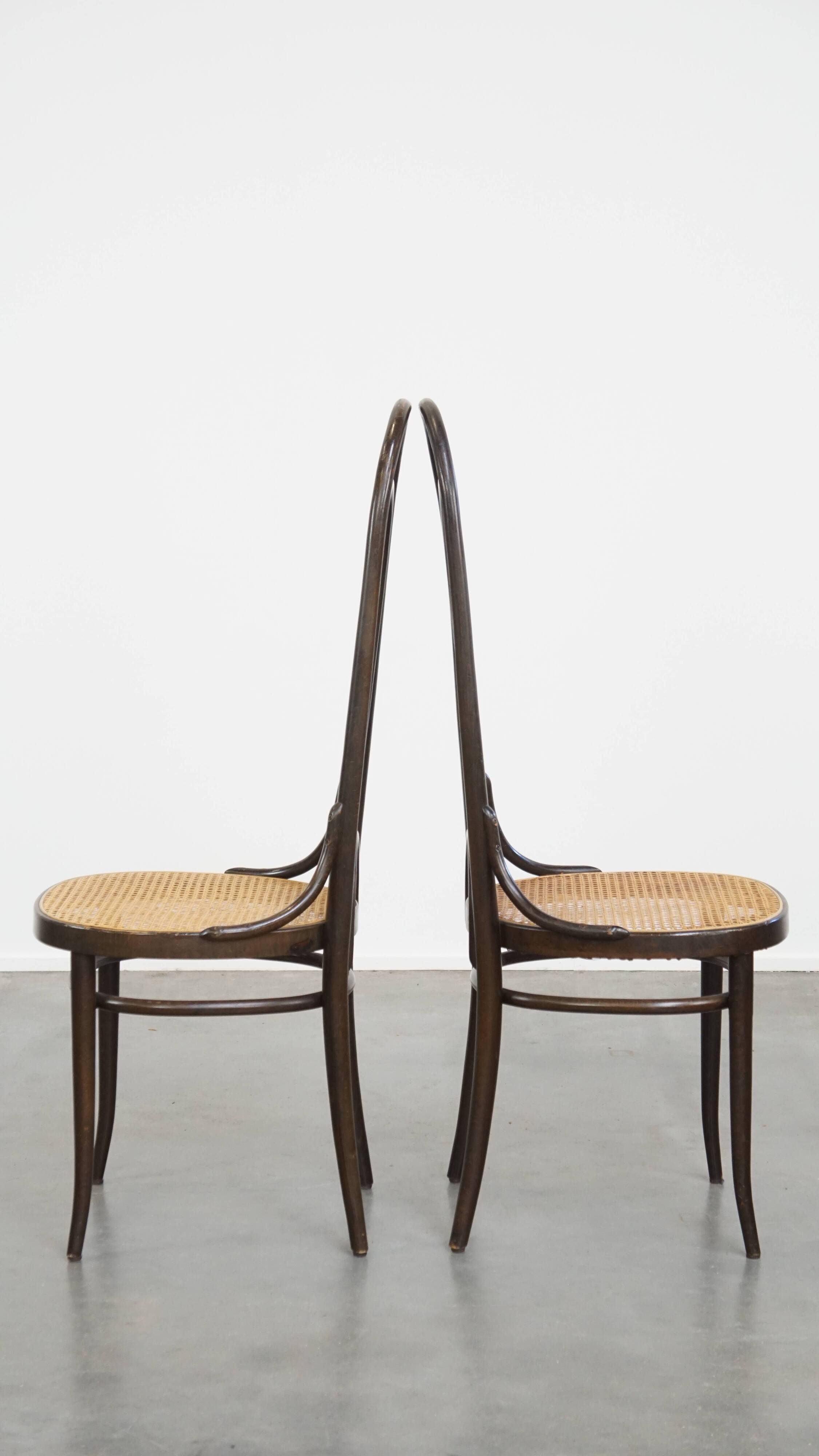 Set of 2 Vintage Bentwood "Long John" Thonet Design High Dining Chairs