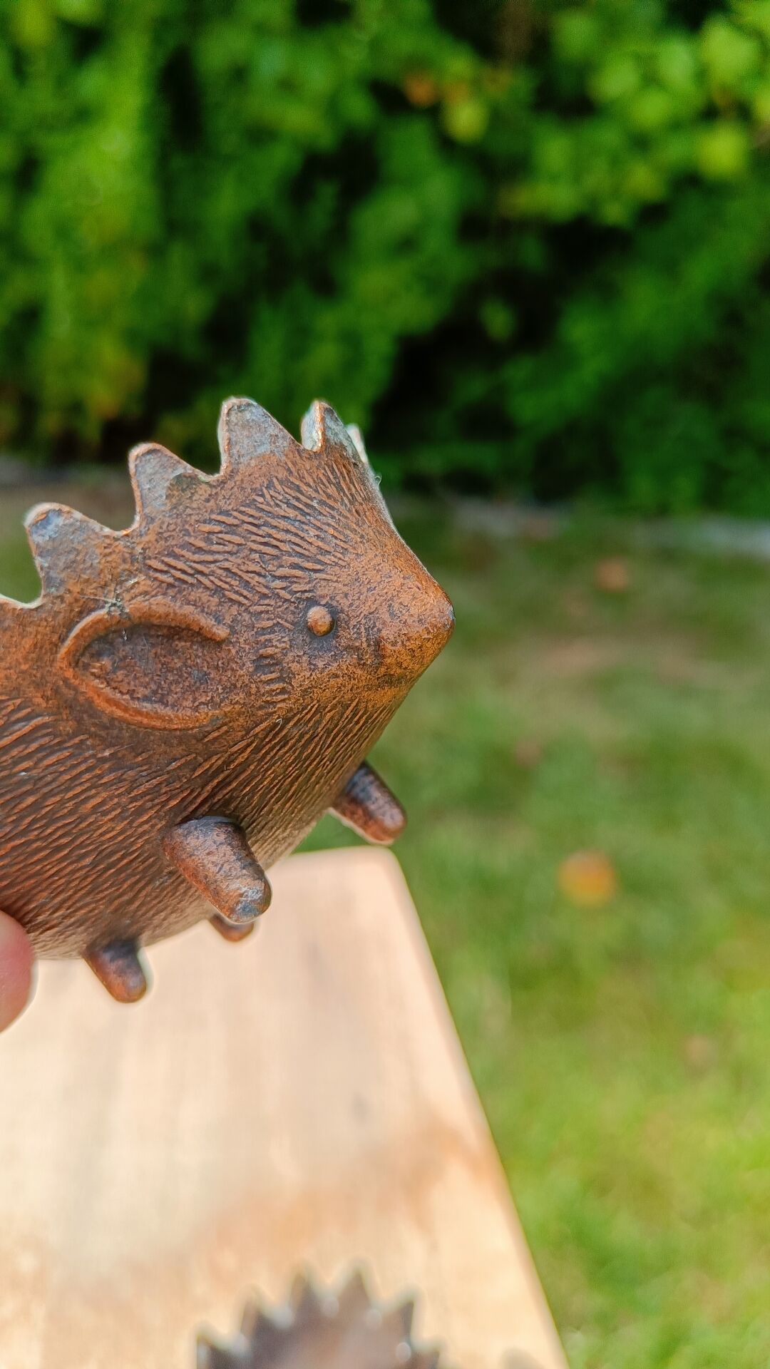 Vintage patinated metal hedgehog ashtrays – Greece
