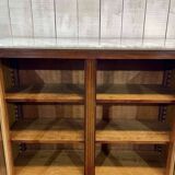 Louis XVI style bookcase in mahogany and marble top from the 70s