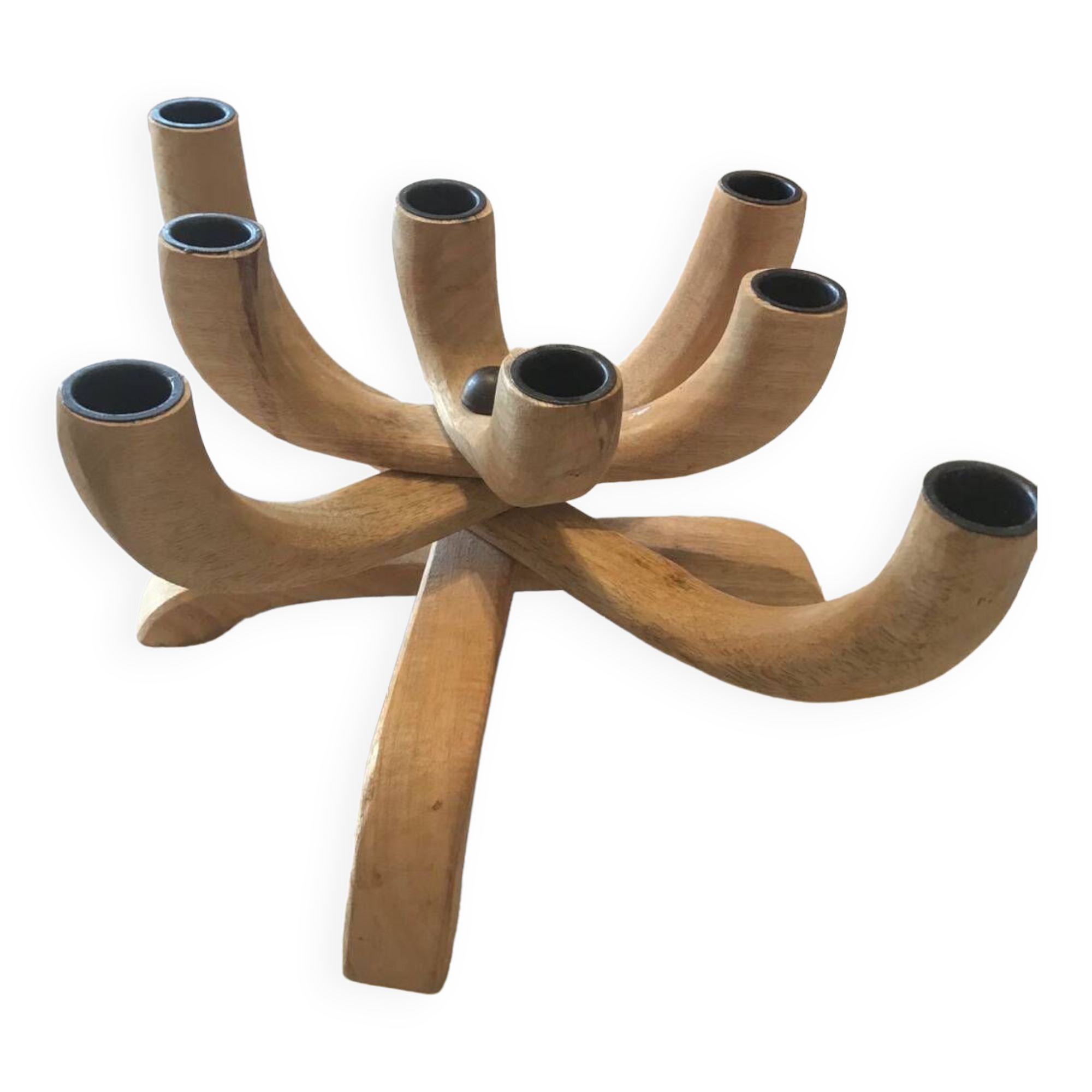 Scandinavian design vintage wood candle holder