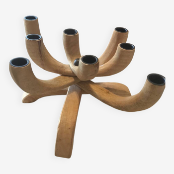 Chandelier bougeoir design scandinave vintage bois