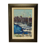 Peinture huile sur toile marine port voilier Ginette Miraillet