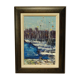 Oil painting on marine canvas sailing port Ginette Miraillet